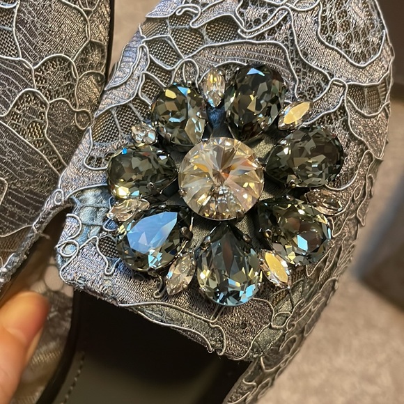 Dolce & Gabbana Vally lace crystals flats, grey, New with full packaging, 39 - Picture 5 of 15